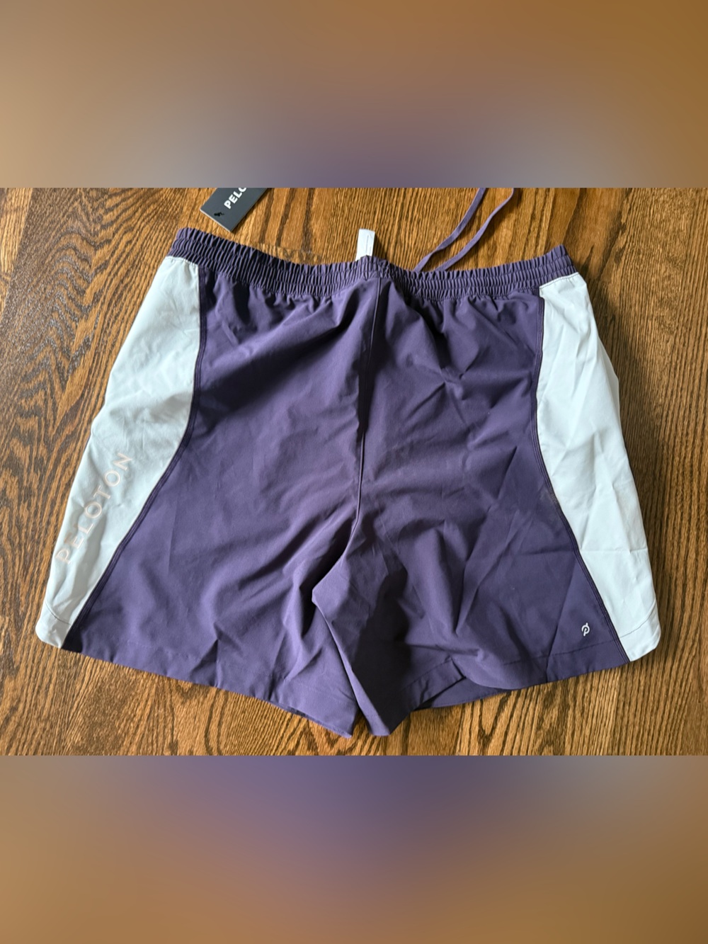 Peloton Purple and White Velocity Workout Shorts